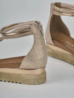 Sandali tacco 2cm pelle bronzo