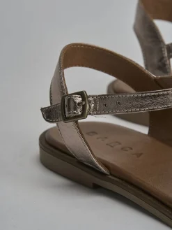 Sandali tacco 1cm pelle bronzo