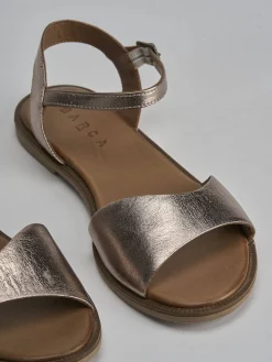 Sandali tacco 1cm pelle bronzo