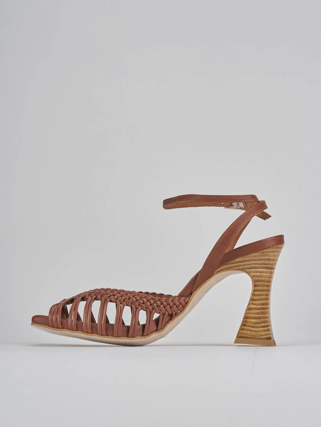 Sandali tacco 8cm pelle marrone