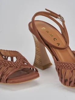 Sandali tacco 8cm pelle marrone