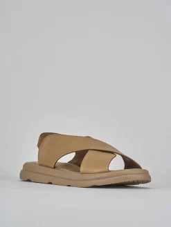 Sandali tacco 2cm pelle marrone