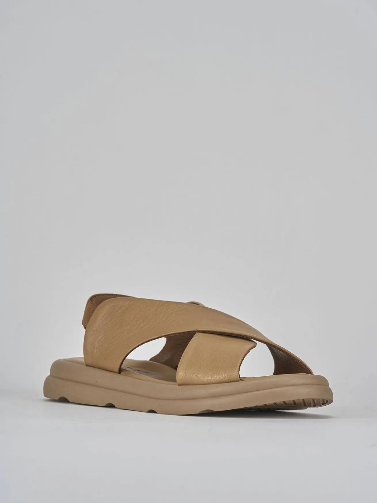 Sandali tacco 2cm pelle marrone