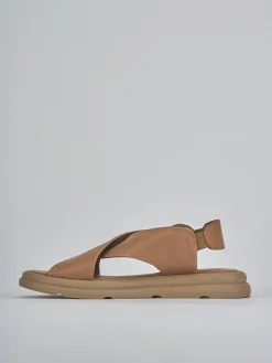 Sandali tacco 3cm pelle marrone