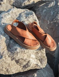 Sandali tacco 3cm pelle marrone