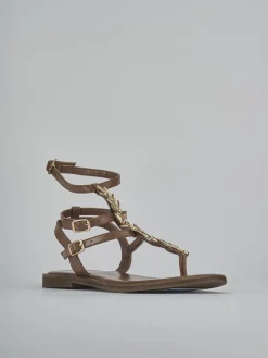 Sandali tacco 1cm pelle marrone