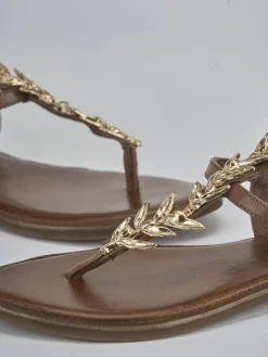 Sandali tacco 1cm pelle marrone