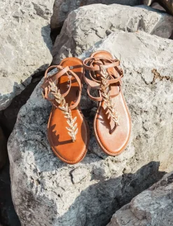 Sandali tacco 1cm pelle marrone