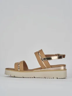 Sandali tacco 3cm pelle marrone