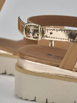 Sandali tacco 3cm pelle marrone