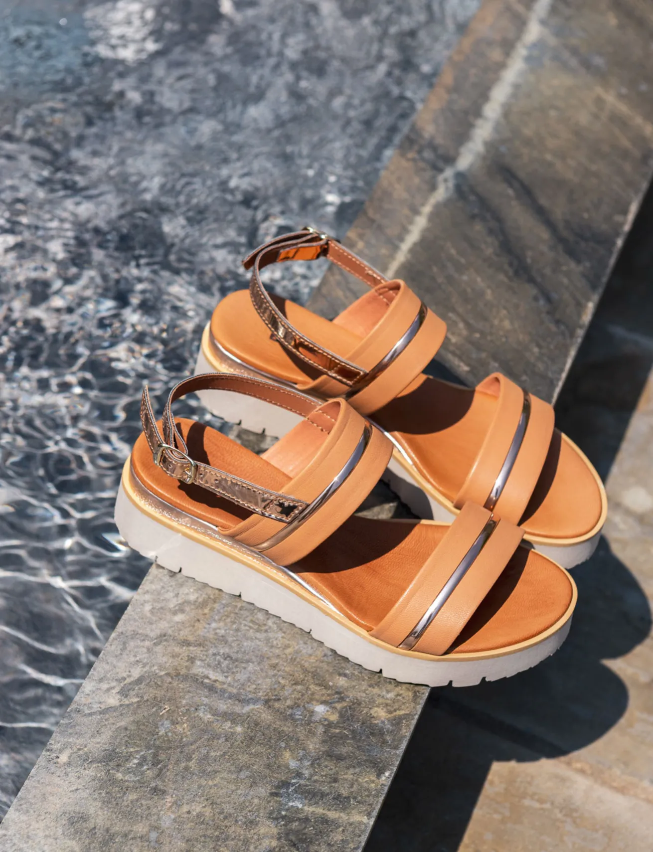 Sandali tacco 3cm pelle marrone