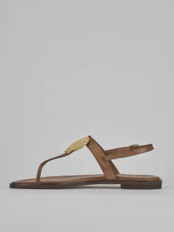 Sandali tacco 1cm pelle marrone