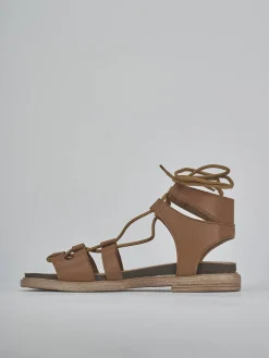 Sandali tacco 1cm pelle marrone