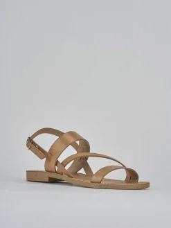 Sandali tacco 1cm pelle marrone