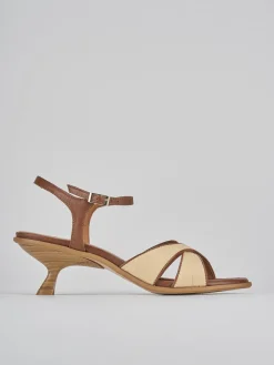 Sandali tacco 6cm pelle marrone