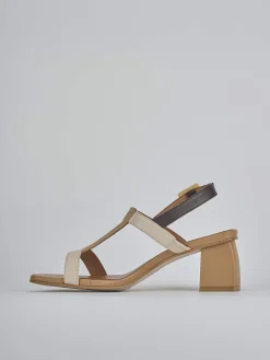 Sandali tacco 5cm pelle marrone