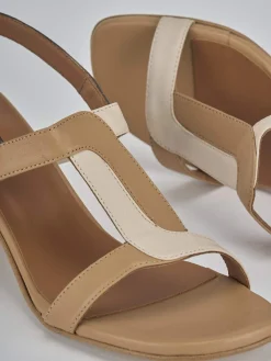 Sandali tacco 5cm pelle marrone