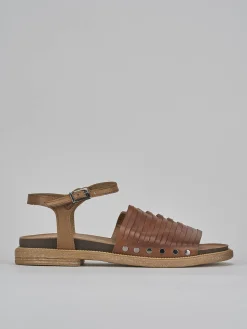 Sandali tacco 1cm pelle marrone