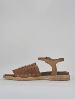 Sandali tacco 1cm pelle marrone