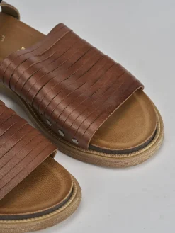 Sandali tacco 1cm pelle marrone