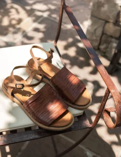 Sandali tacco 1cm pelle marrone