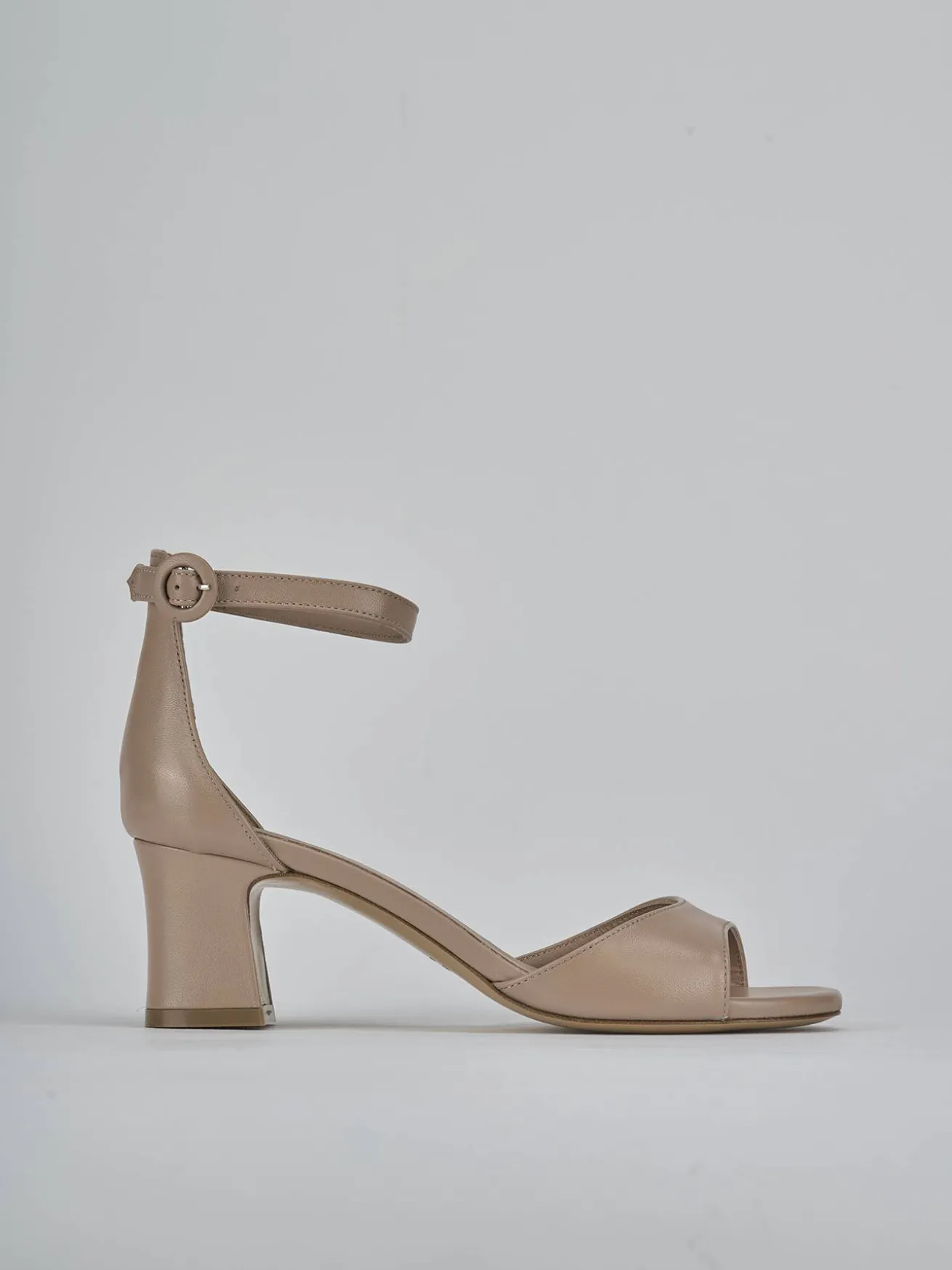 Sandali tacco 5cm pelle marrone