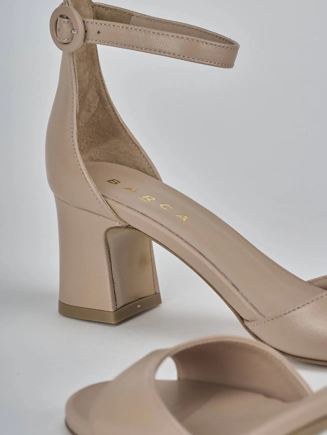 Sandali tacco 5cm pelle marrone