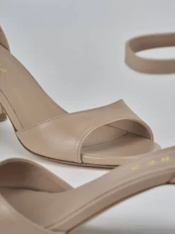 Sandali tacco 5cm pelle marrone