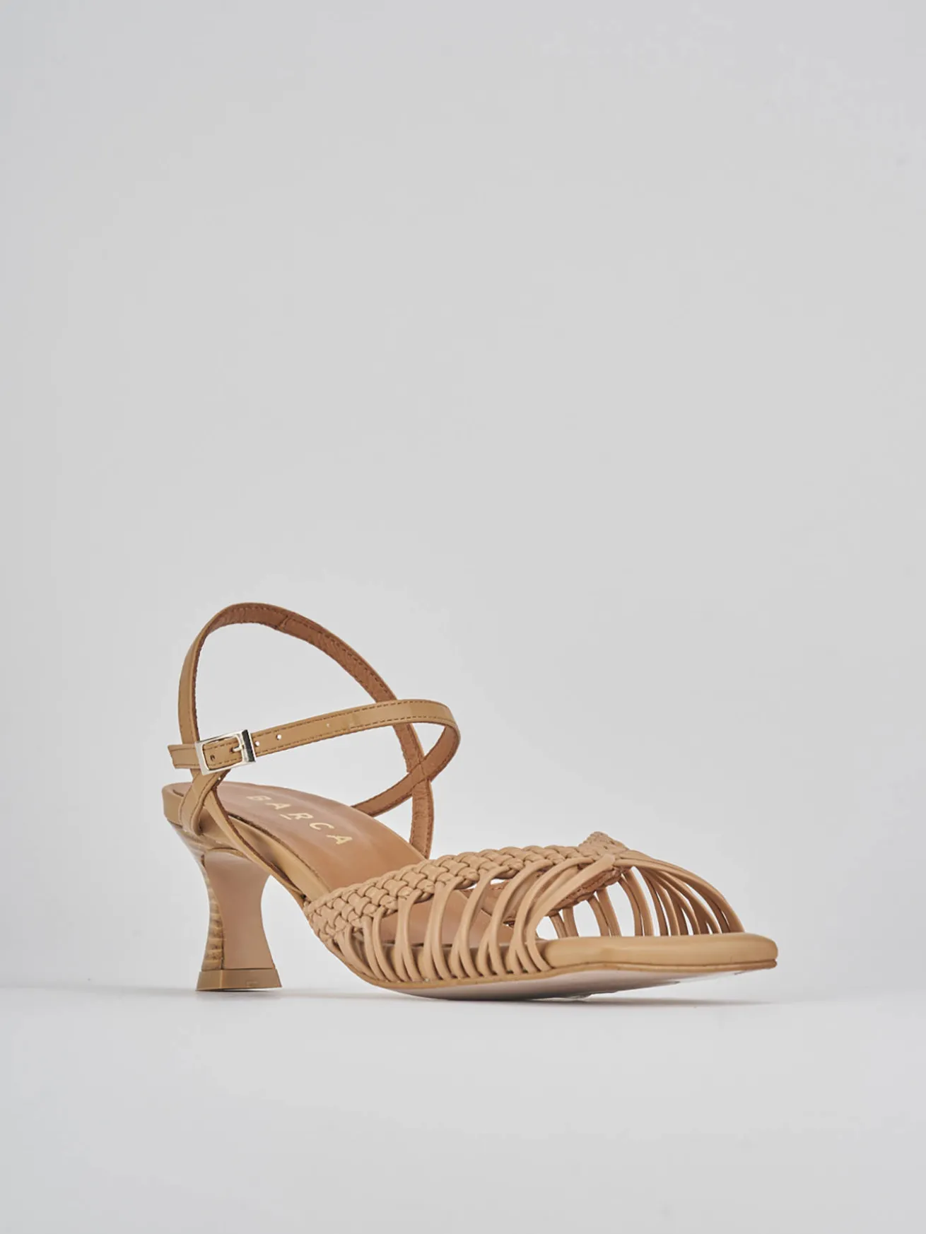 Sandali tacco 5cm pelle marrone