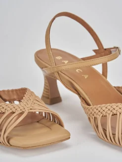 Sandali tacco 5cm pelle marrone