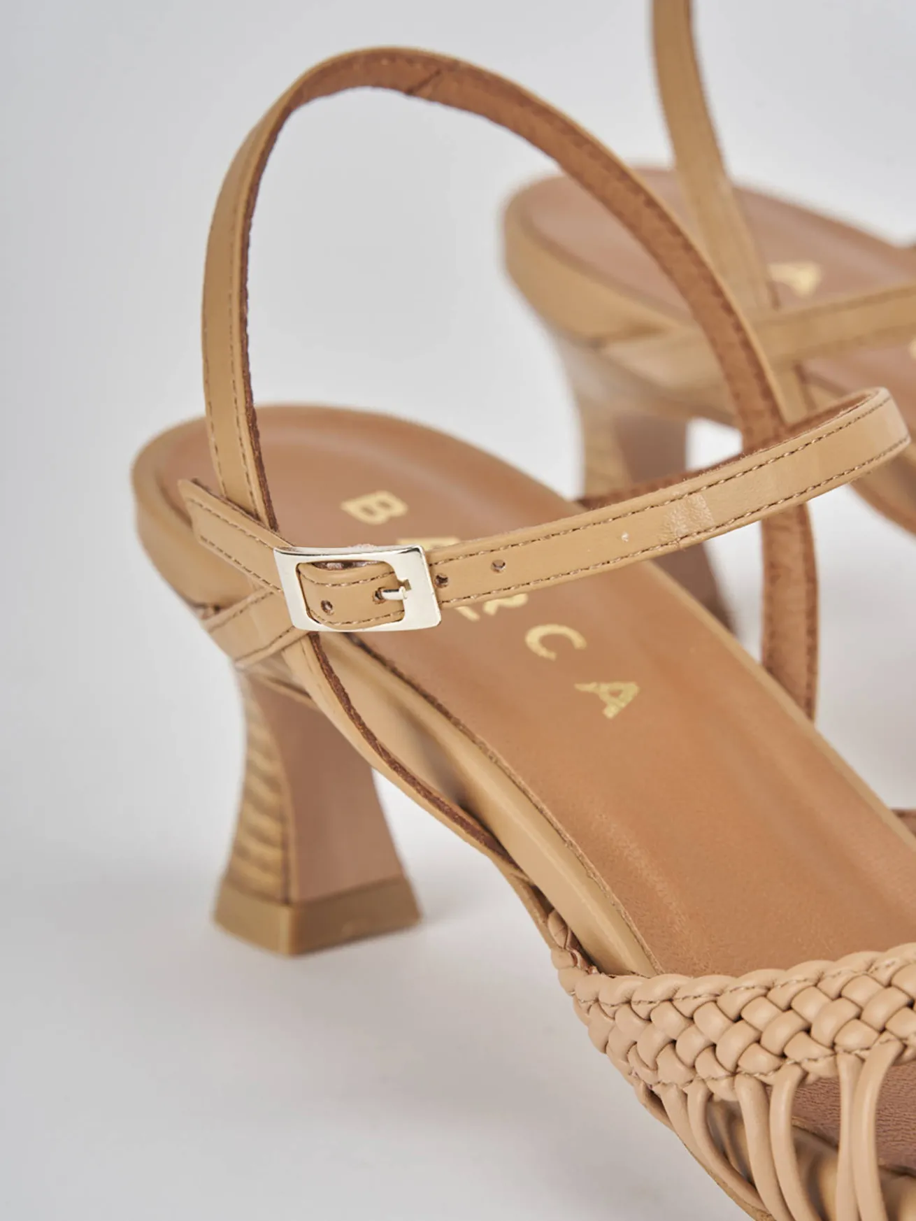 Sandali tacco 5cm pelle marrone