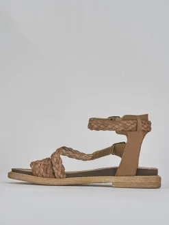 Sandali tacco 1cm pelle marrone