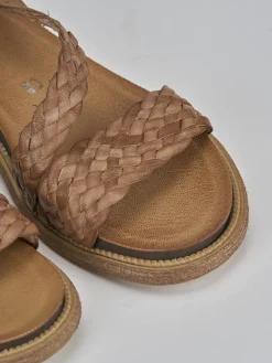 Sandali tacco 1cm pelle marrone