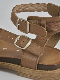 Sandali tacco 1cm pelle marrone