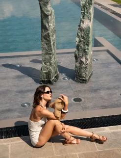 Sandali tacco 1cm pelle marrone