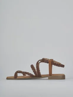 Sandali tacco 1cm pelle marrone