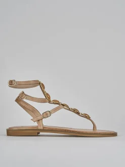 Sandali tacco 1cm pelle marrone