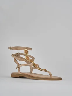 Sandali tacco 1cm pelle marrone