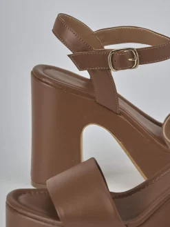 Sandali tacco 9cm pelle marrone