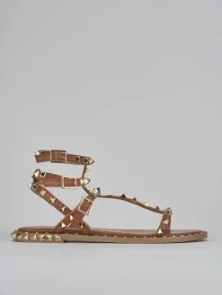 Sandali tacco 1cm pelle marrone