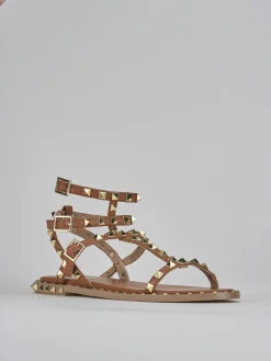 Sandali tacco 1cm pelle marrone