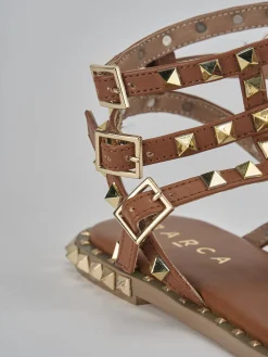 Sandali tacco 1cm pelle marrone