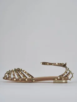 Sandali tacco 1cm pelle marrone