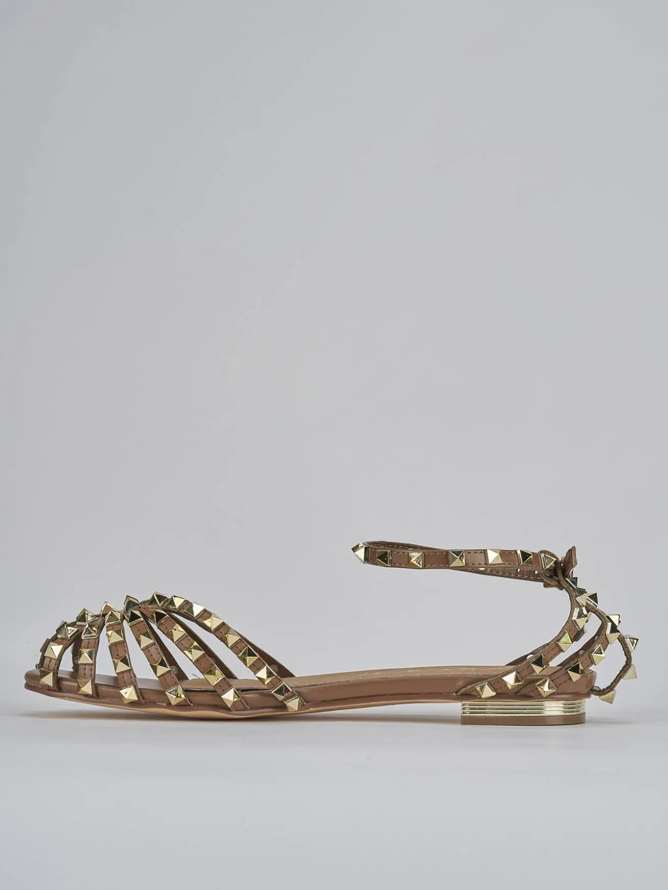 Sandali tacco 1cm pelle marrone