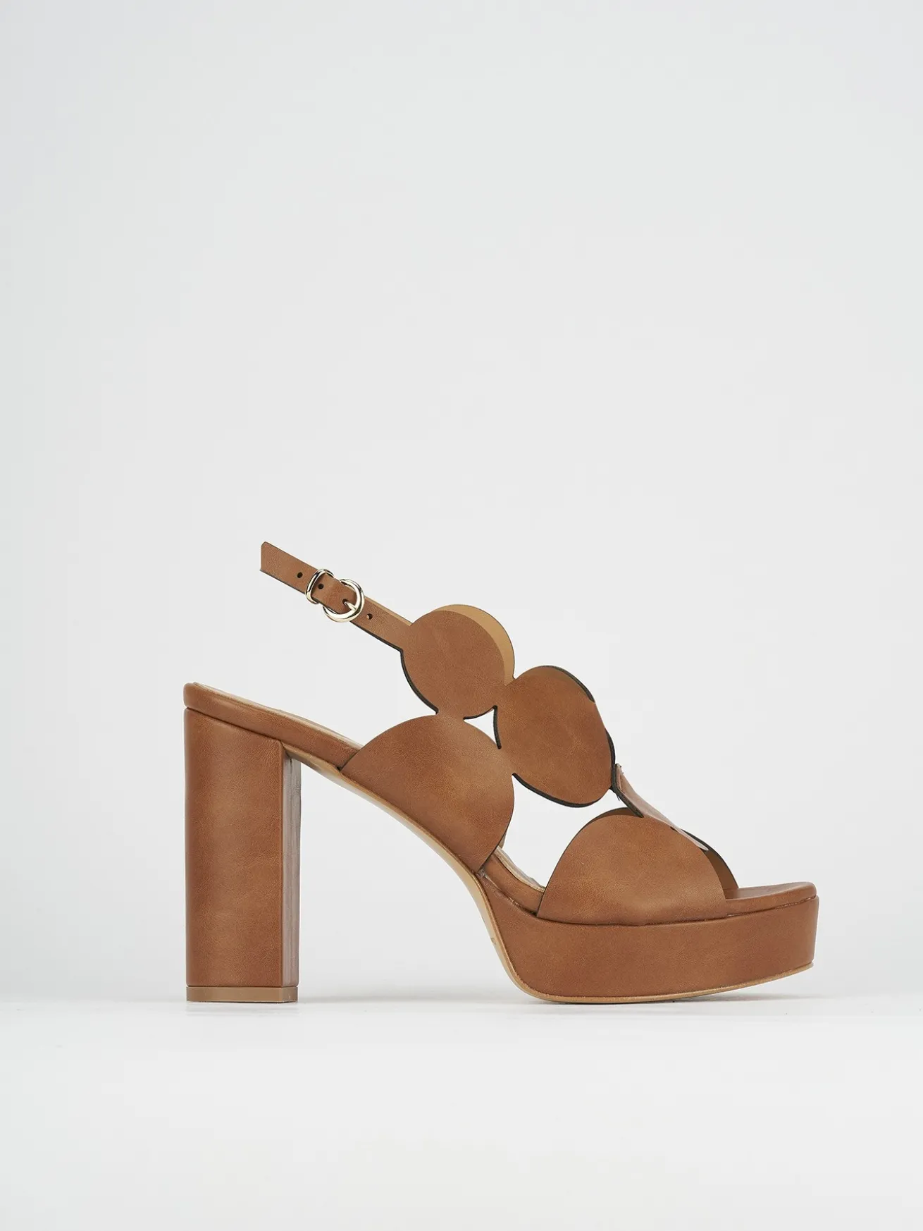 Sandali tacco 9cm pelle marrone