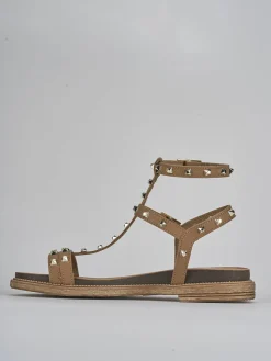 Sandali tacco 1cm pelle marrone