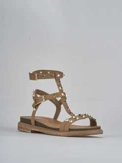 Sandali tacco 1cm pelle marrone