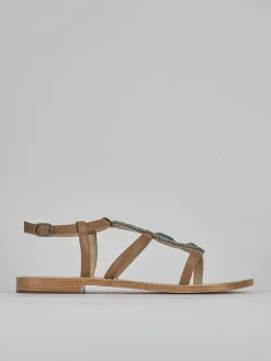 Sandali tacco 1cm pelle marrone