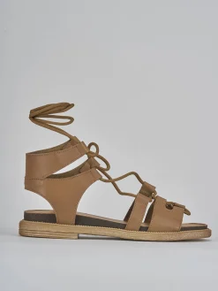 Sandali tacco 1cm pelle marrone