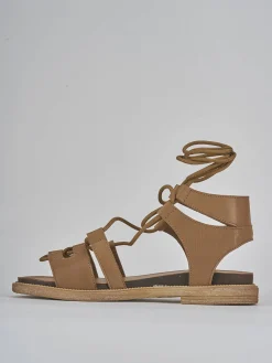 Sandali tacco 1cm pelle marrone